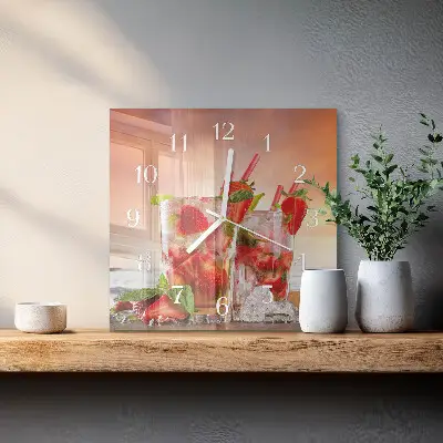 Kvadratinis stiklo laikrodis Braškės