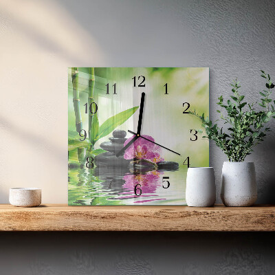 Kvadratinis sieninis laikrodis Orchidėjų SPA
