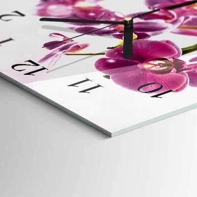 Kvadratinis sieninis laikrodis Orchidėja