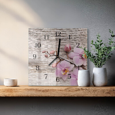 Kvadratinis sieninis laikrodis Orchidėja