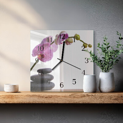 Kvadratinis sieninis laikrodis Orchidėja