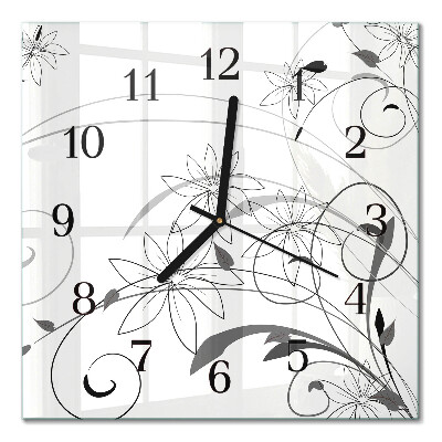 Kvadratinis sieninis laikrodis Floristikos menas