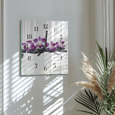 Kvadratinis sieninis laikrodis Orchidėja