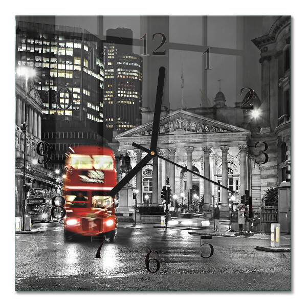 Kvadratinis sieninis laikrodis Londono autobusas