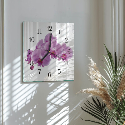 Kvadratinis sieninis laikrodis Orchidėja