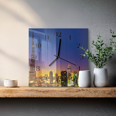 Kvadratinis sieninis laikrodis Dubajaus horizontas