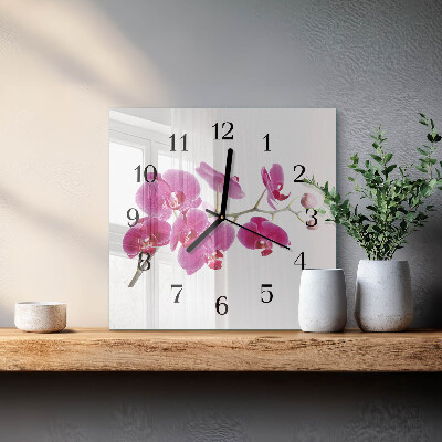 Kvadratinis sieninis laikrodis Orchidėja
