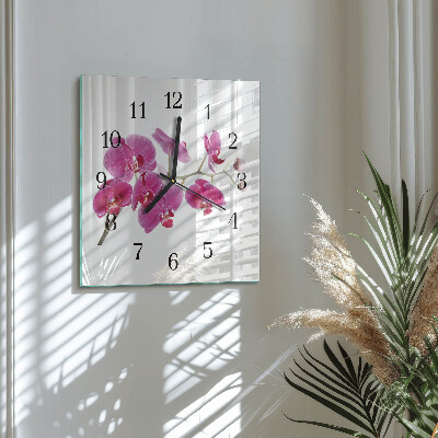 Kvadratinis sieninis laikrodis Orchidėja