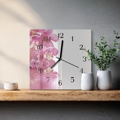 Kvadratinis sieninis laikrodis Orchidėja