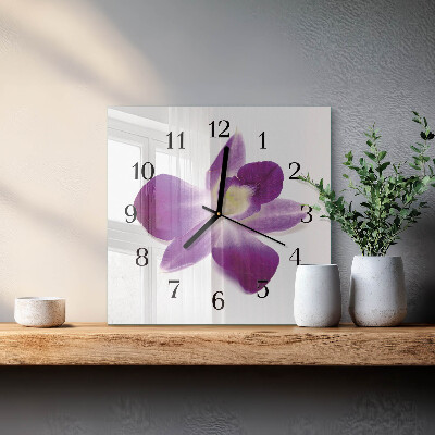 Kvadratinis sieninis laikrodis Orchidėjos žiedas