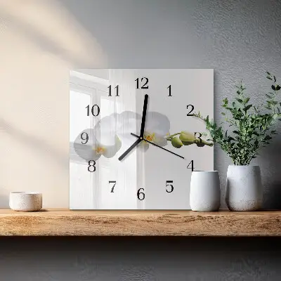 Kvadratinis sieninis laikrodis Orchidėja