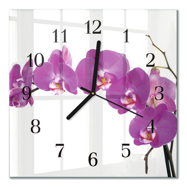 Kvadratinis sieninis laikrodis Orchidėja