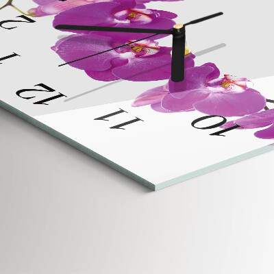 Kvadratinis sieninis laikrodis Orchidėja