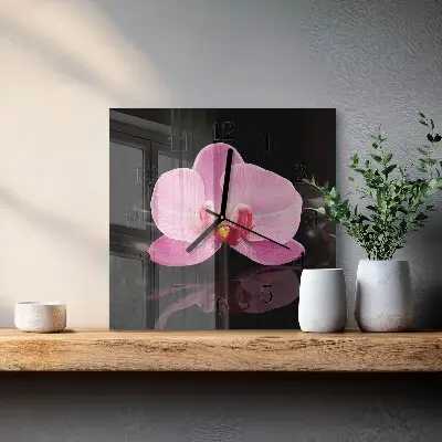 Kvadratinis sieninis laikrodis Orchidėja