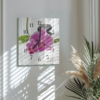 Kvadratinis sieninis laikrodis Orchidėja