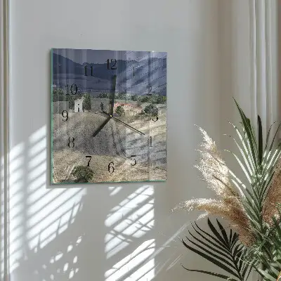 Kvadratinis sieninis laikrodis Kraštovaizdis