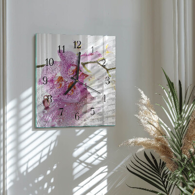 Kvadratinis sieninis laikrodis Orchidėja