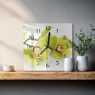 Kvadratinis sieninis laikrodis Orchidėja