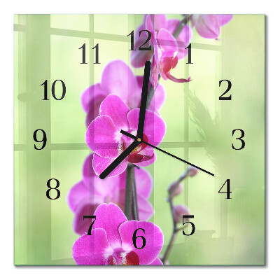Kvadratinis sieninis laikrodis Orchidėja