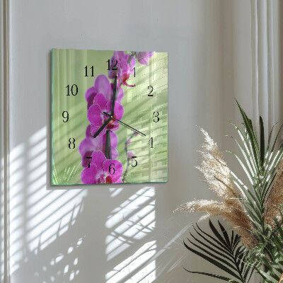 Kvadratinis sieninis laikrodis Orchidėja