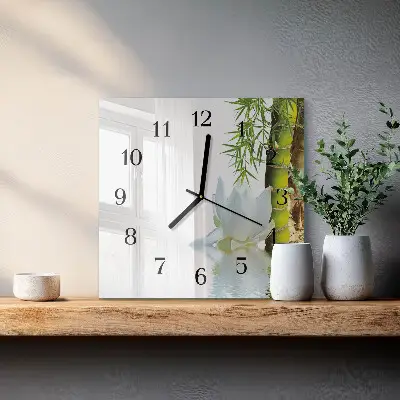 Kvadratinis sieninis laikrodis Bambukas