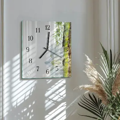 Kvadratinis sieninis laikrodis Bambukas