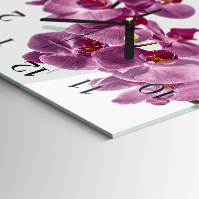 Kvadratinis sieninis laikrodis Orchidėja