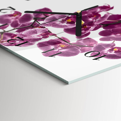 Kvadratinis sieninis laikrodis Orchidėja