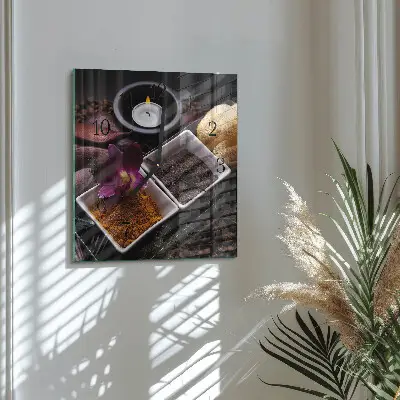 Kvadratinis sieninis laikrodis Orchidėja