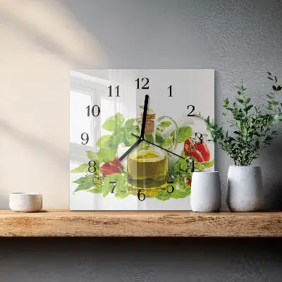 Kvadratinis sieninis laikrodis Baziliko aliejus