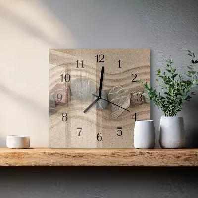 Kvadratinis sieninis laikrodis Akmenys ir smėlis