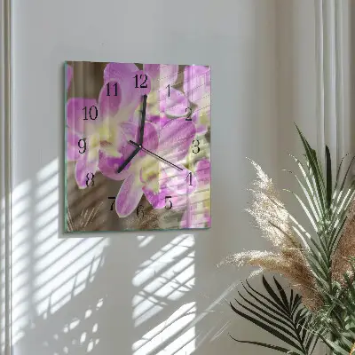 Kvadratinis sieninis laikrodis Gėlės