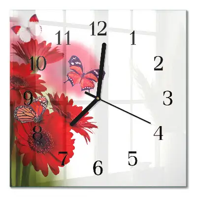 Kvadratinis sieninis laikrodis Gerbera