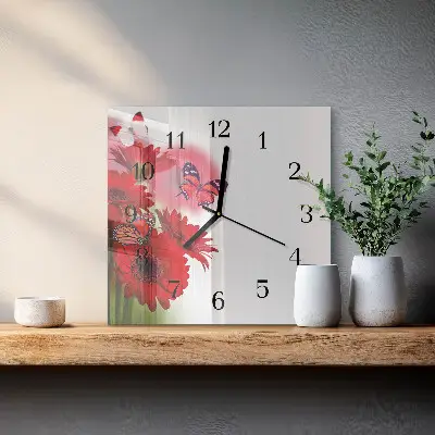 Kvadratinis sieninis laikrodis Gerbera
