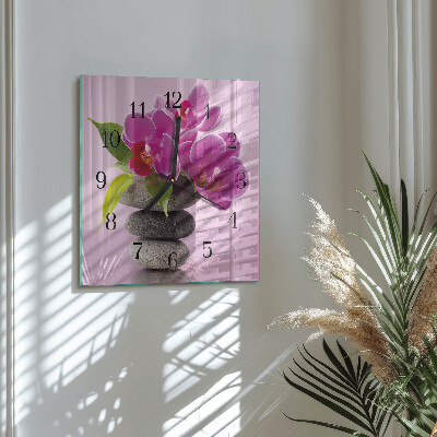 Kvadratinis sieninis laikrodis Orchidėja