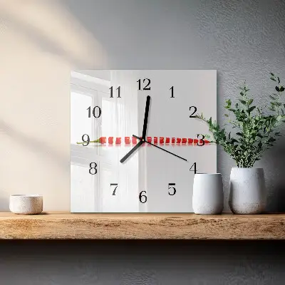 Kvadratinis sieninis laikrodis Čili pipirai