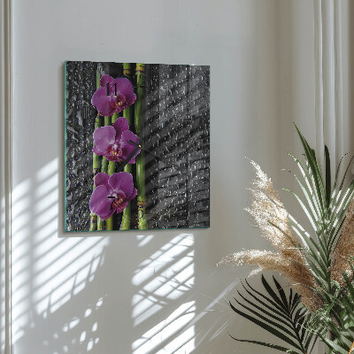 Kvadratinis sieninis laikrodis Orchidėja