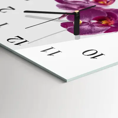 Kvadratinis sieninis laikrodis Orchidėja