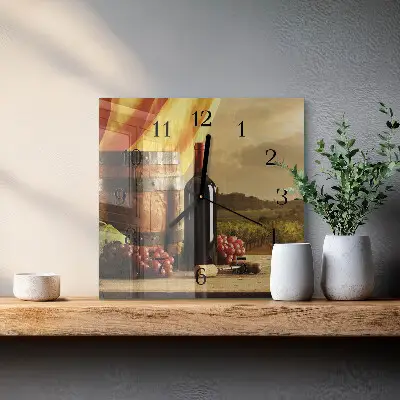 Kvadratinis sieninis laikrodis Vyno statinė