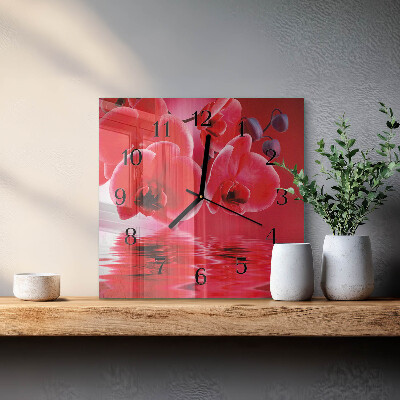 Kvadratinis sieninis laikrodis Orchidėja