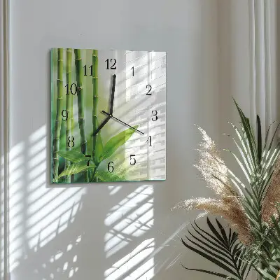 Kvadratinis sieninis laikrodis Bambukas