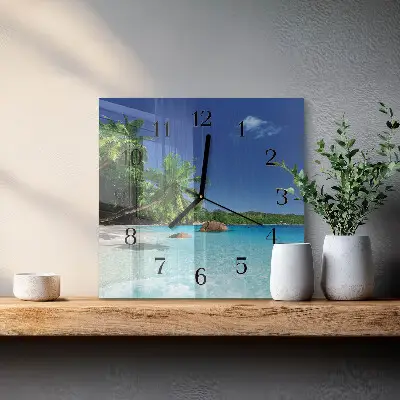 Kvadratinis sieninis laikrodis Palmių sala