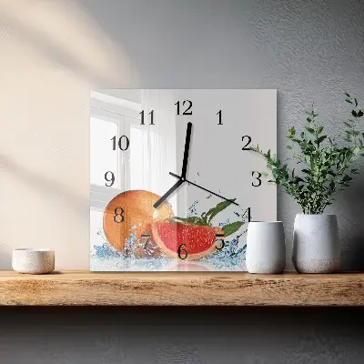 Kvadratinis sieninis laikrodis Greipfrutas