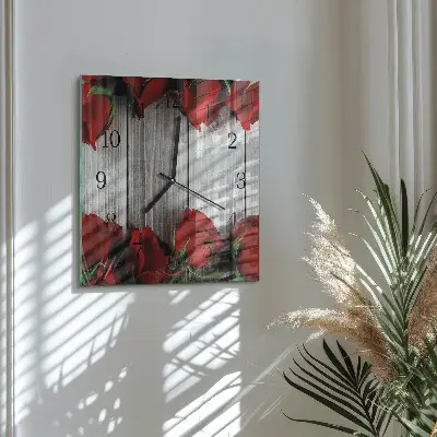 Kvadratinis sieninis laikrodis Rožių tabletės
