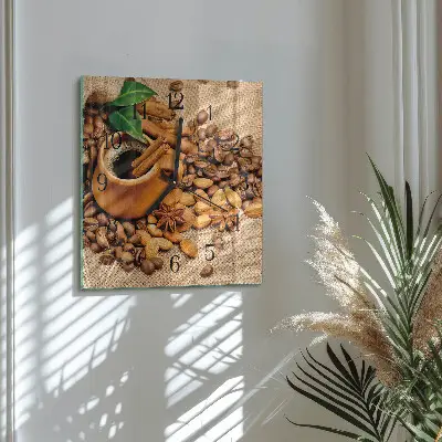 Kvadratinis sieninis laikrodis Cinamono migdolai