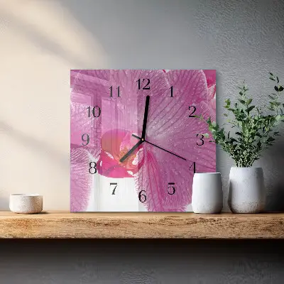 Kvadratinis sieninis laikrodis Orchidėja