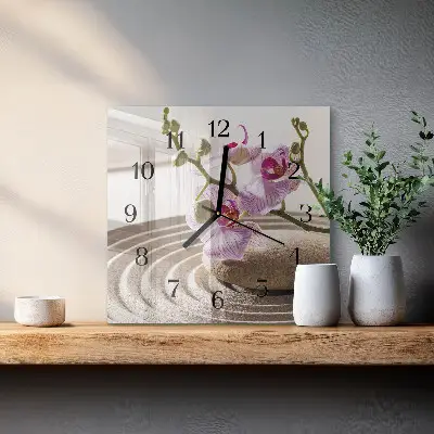 Kvadratinis sieninis laikrodis Smėlio orchidėja