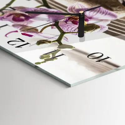 Kvadratinis sieninis laikrodis Smėlio orchidėja