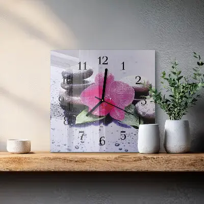 Kvadratinis sieninis laikrodis Orchidėja