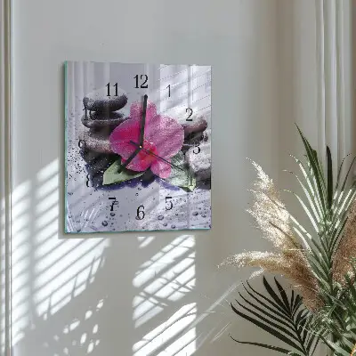 Kvadratinis sieninis laikrodis Orchidėja